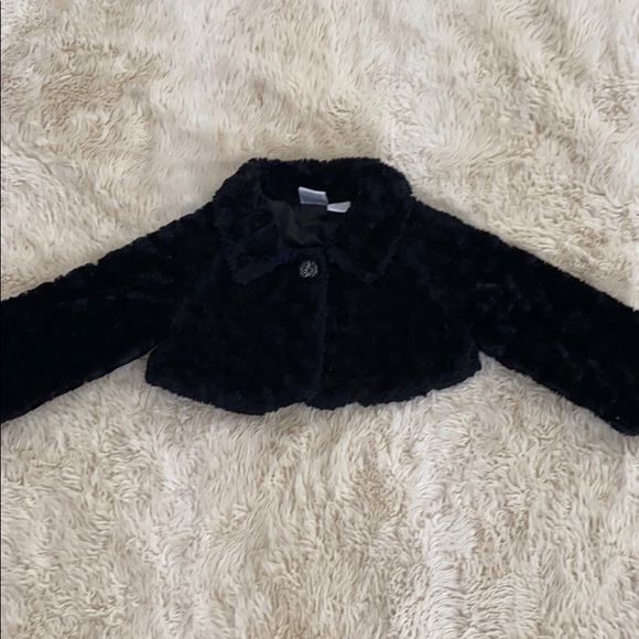 KOALA Toddler Girl Black Cropped Faux Fur Cardigan Size 24M EUC - Picture 1 of 7